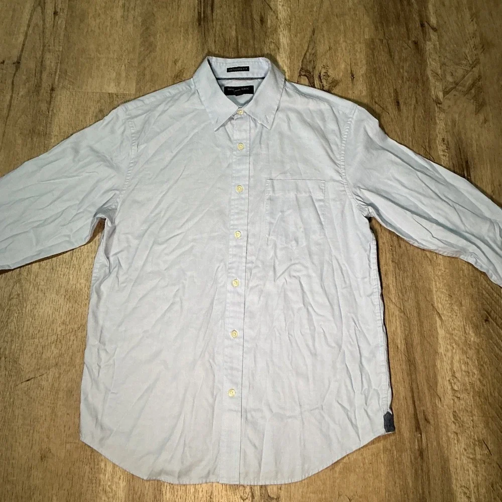 Banana Republic Untucked Fit Oxford Shirt Mens Medium Light Blue Long Sleeve